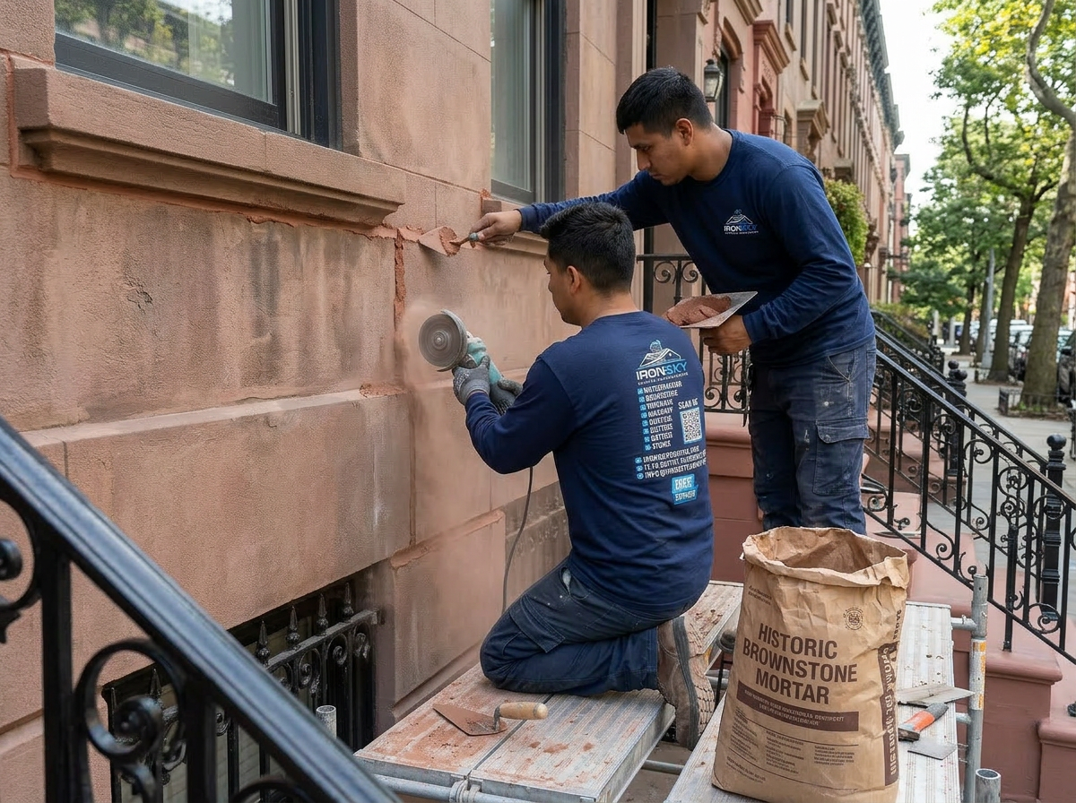IronSky roofing crew on a Queens, NYC jobsite — IronSky Roofing & Waterproofing