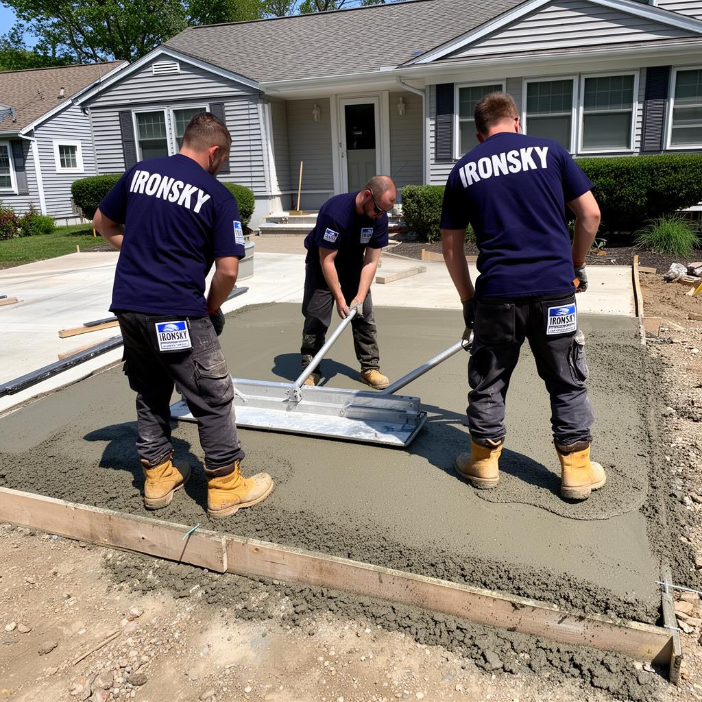 IronSky crew installing driveways in Queens, NYC — IronSky Roofing