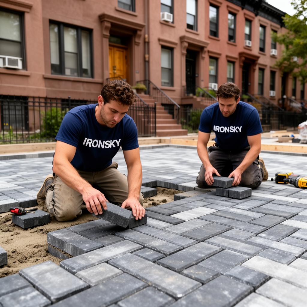 IronSky crew installing driveways in Manhattan, NYC — IronSky Roofing