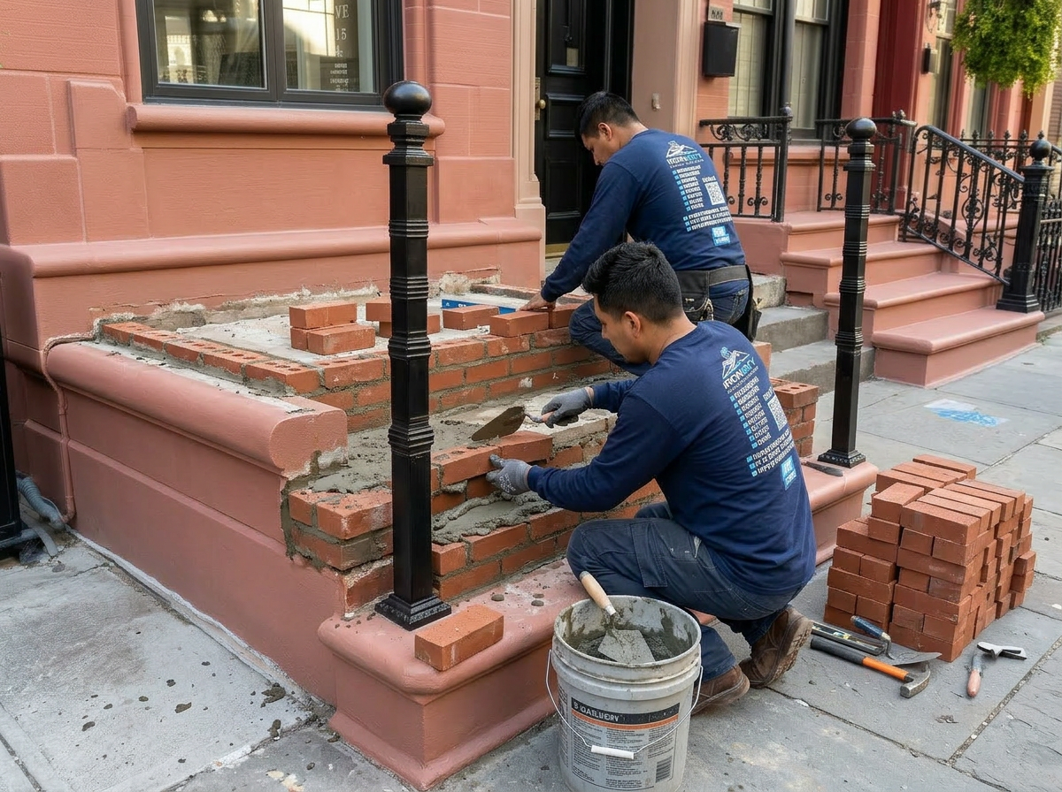 IronSky crew installing steps & stoops in the Bronx, NYC — IronSky Roofing