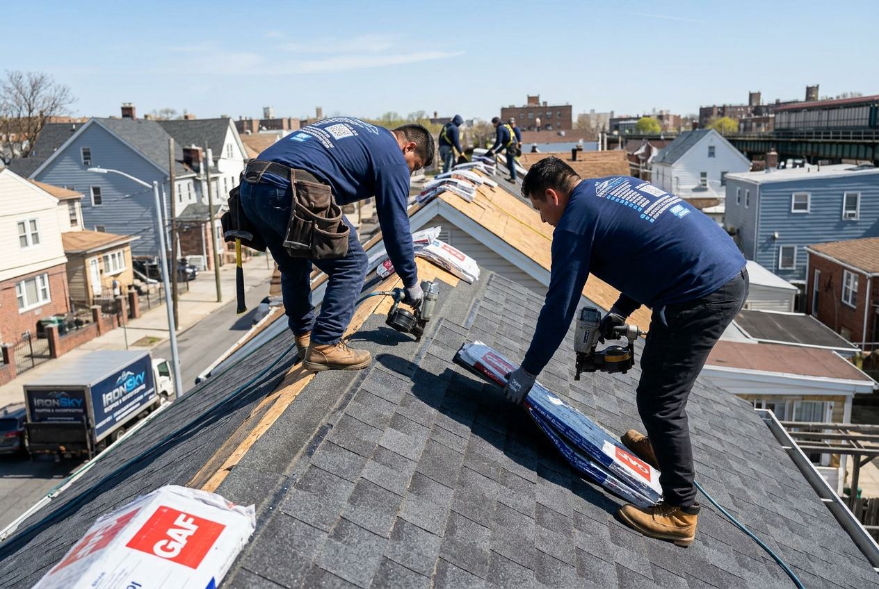 GAF certified shingle roof installation in Queens, NYC — IronSky Roofing