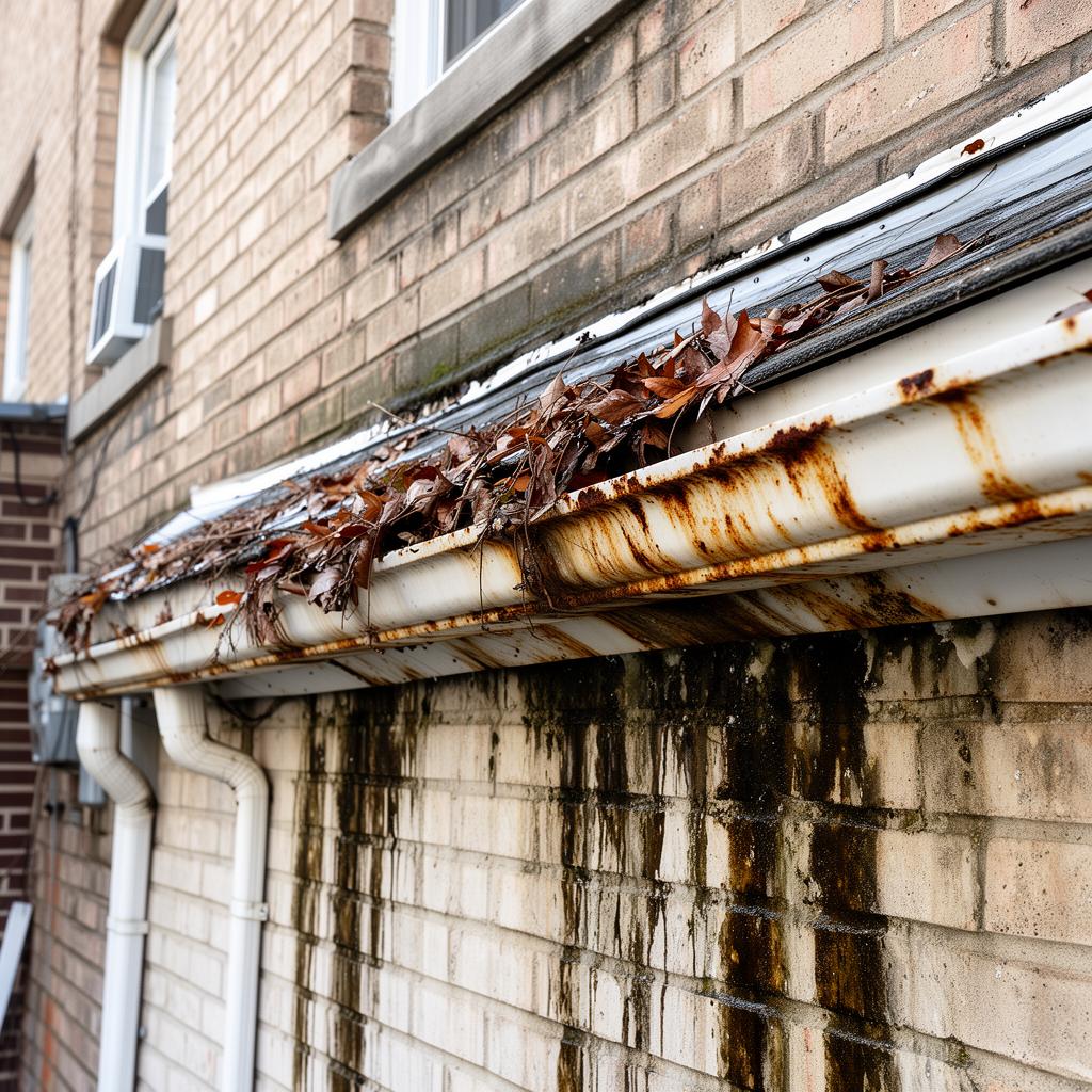 Before photo of gutters project in Brooklyn, NYC — IronSky Roofing