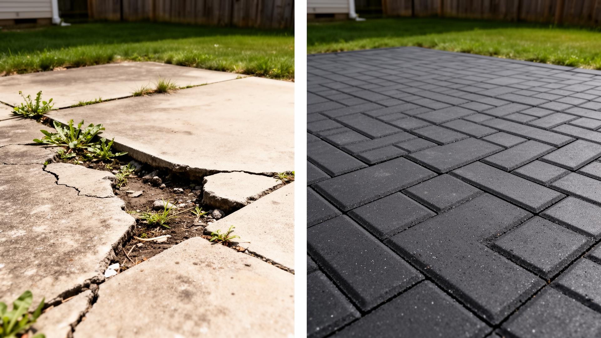 Before and after patio & pavers project in Queens, NYC — IronSky Roofing