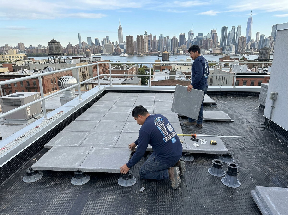 Rooftop Pavers project in Brooklyn, NYC — IronSky Roofing