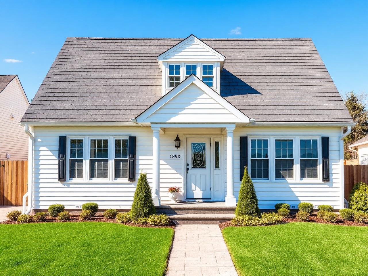 Finished architectural shingle roof on a clean white Queens home