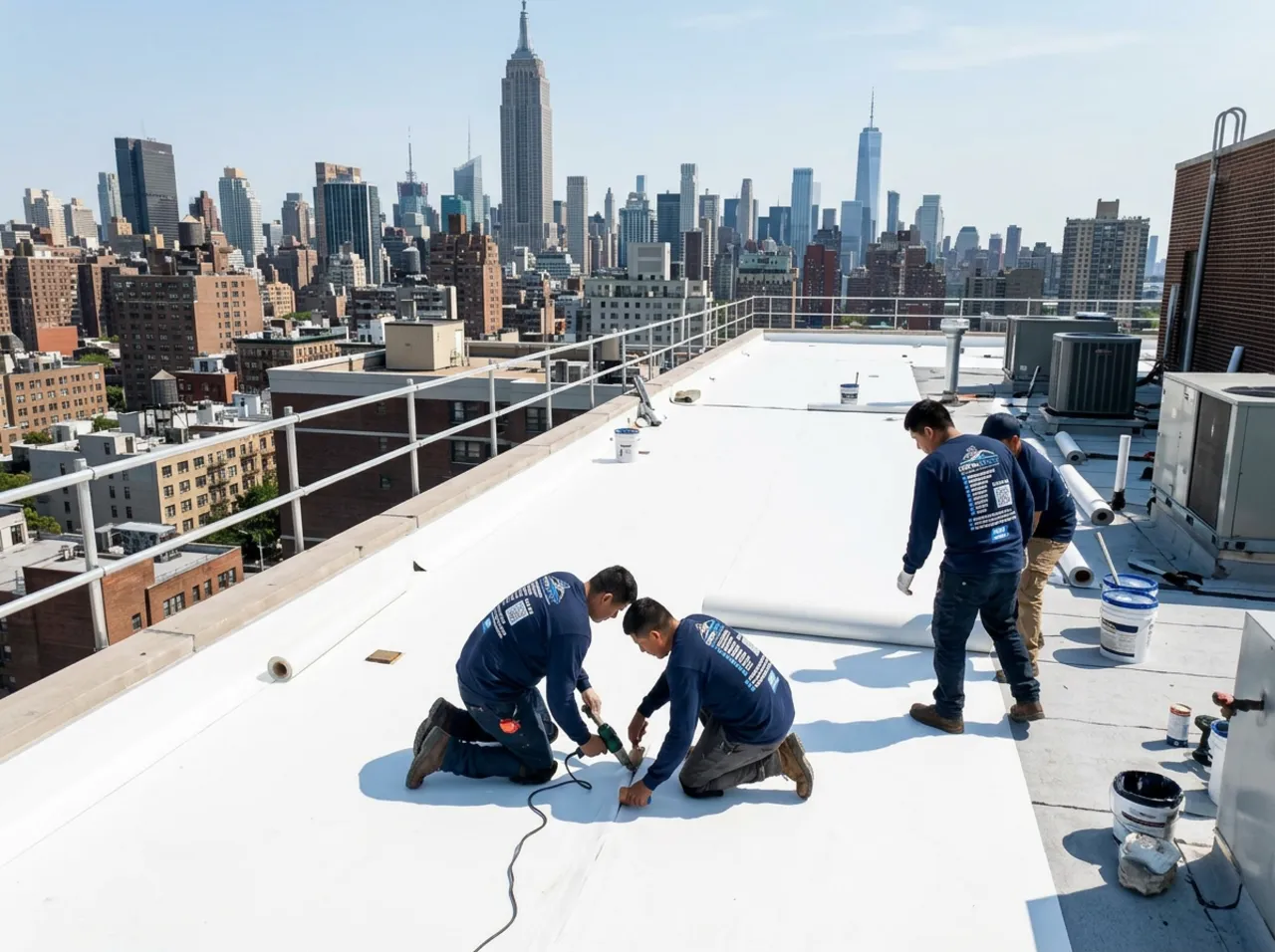 Commercial flat roof installation in Queens, NYC — IronSky Roofing