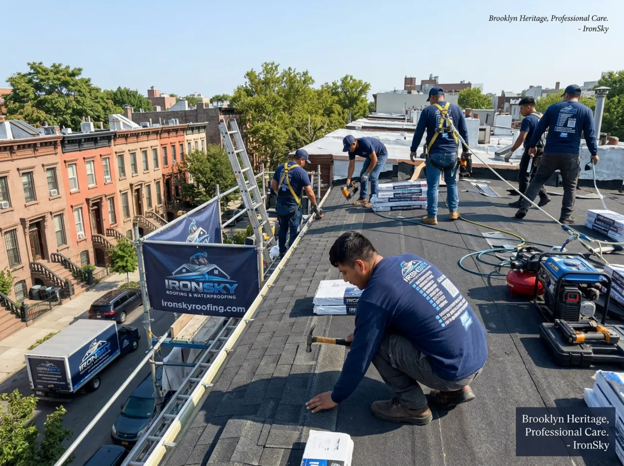 Residential roofing project on a Brooklyn home, NYC — IronSky Roofing