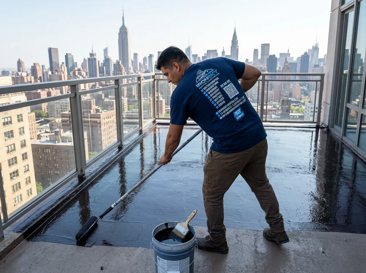 Exterior waterproofing on a Manhattan building, NYC — IronSky Roofing