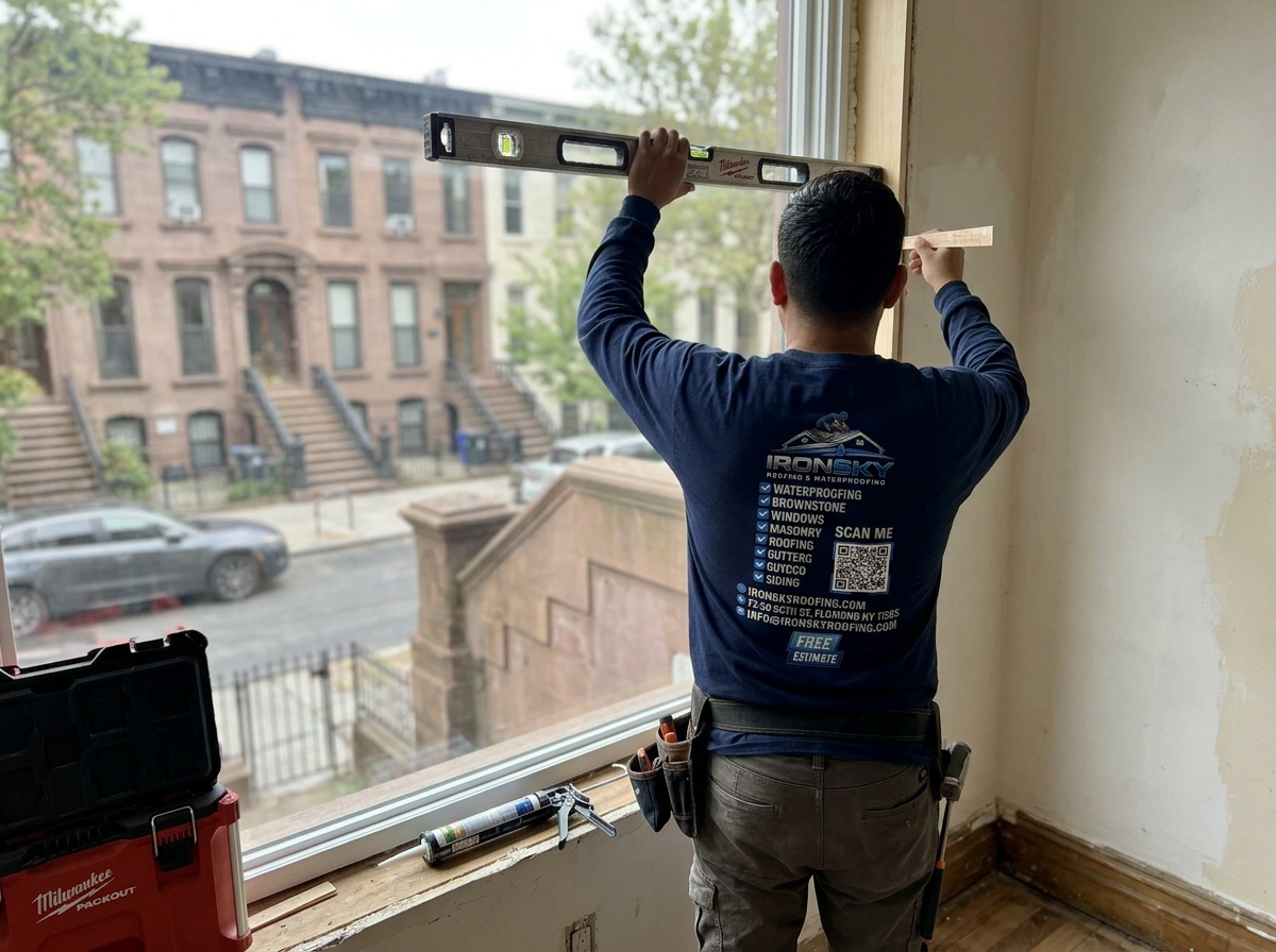 IronSky installer leveling a new window from inside a room
